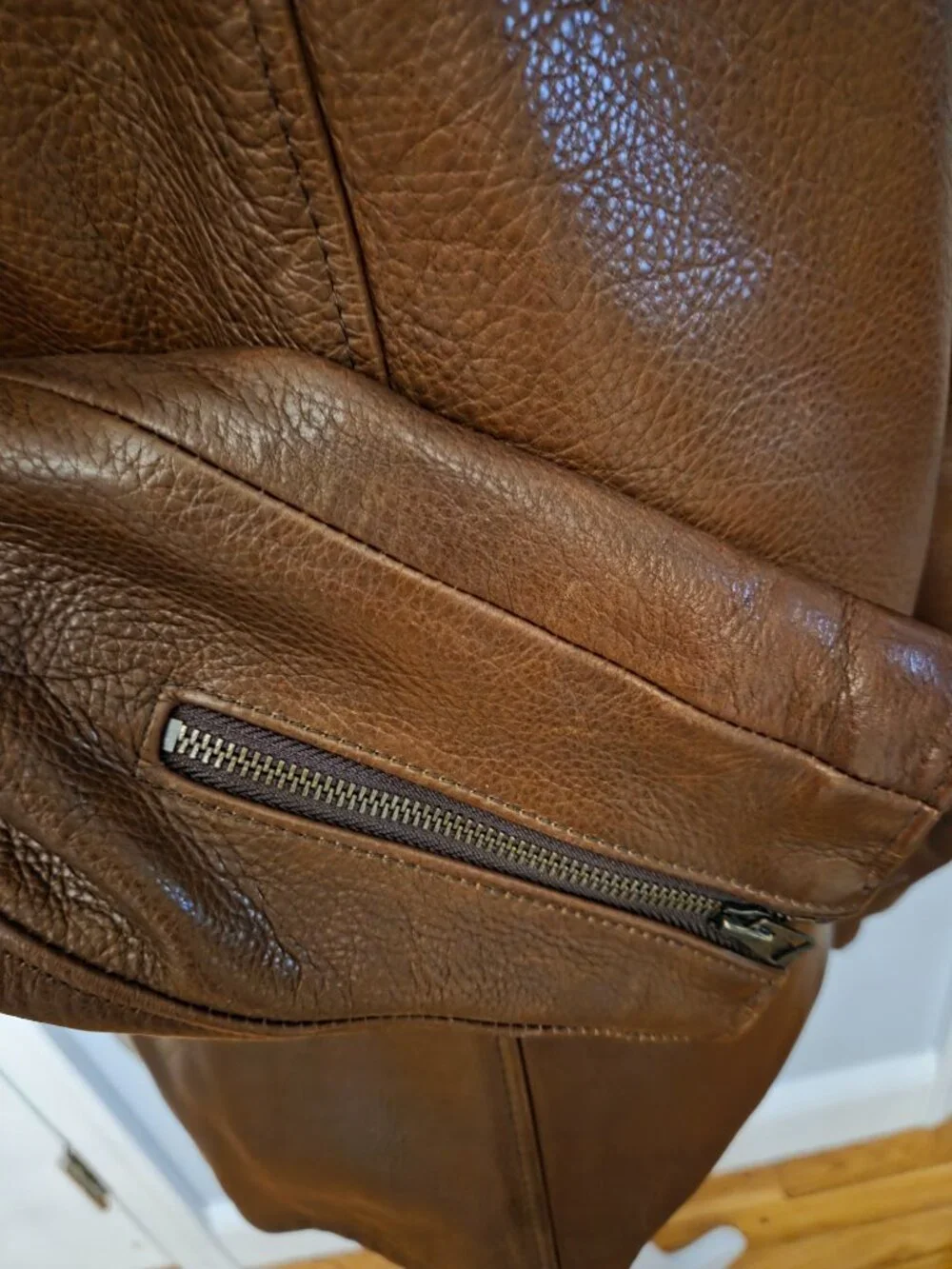 Schott NYC Waxed Natural Pebbled Cowhide Cafe Racer Jacket